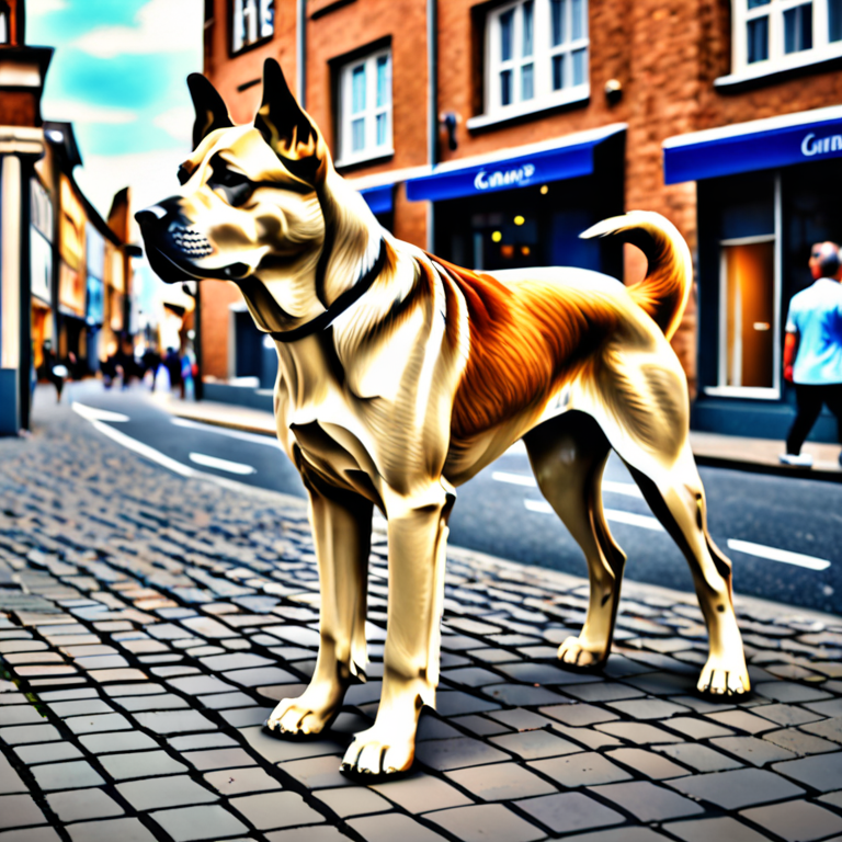 Generate a giant dog in a city
