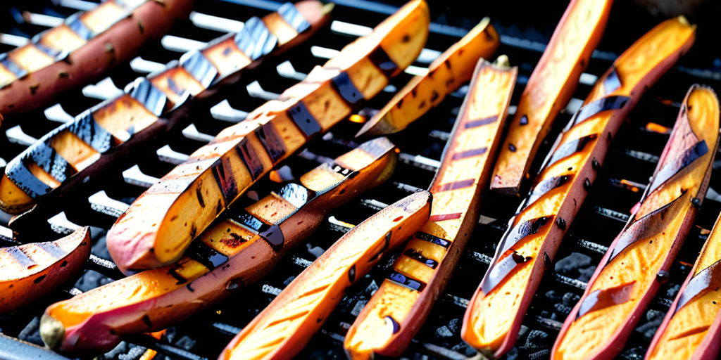 sweet potato fries on the grill