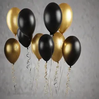 black and gold balloons png
