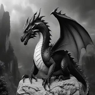 dragon black and white