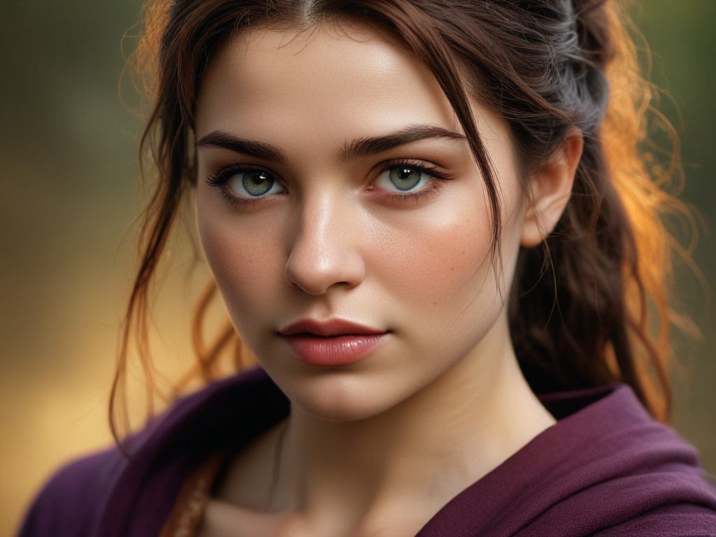 Captivating Portrait of a Young Woman with Striking Green Eyes