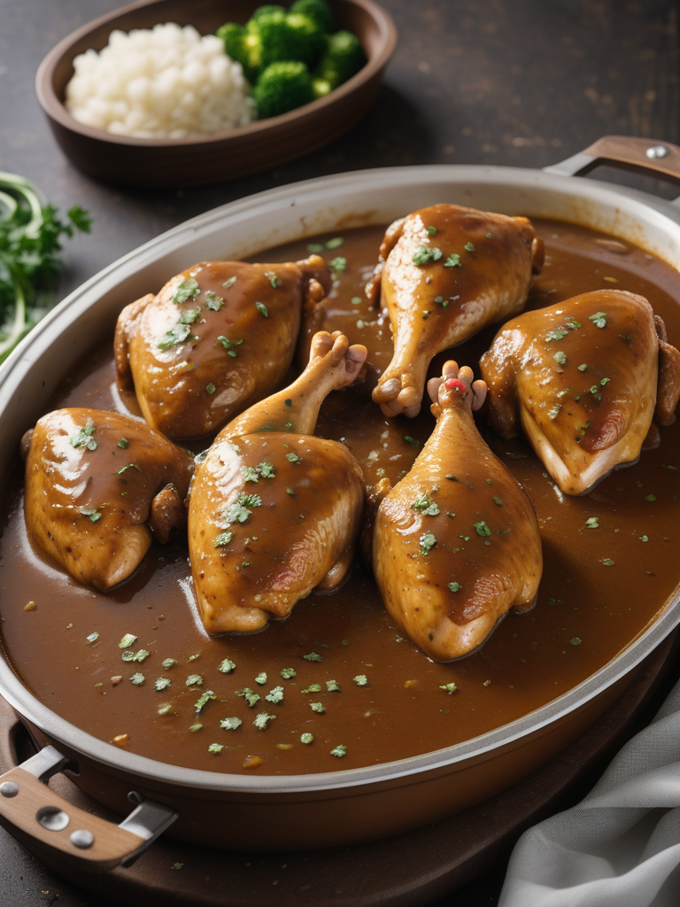 chicken in a brown sauce