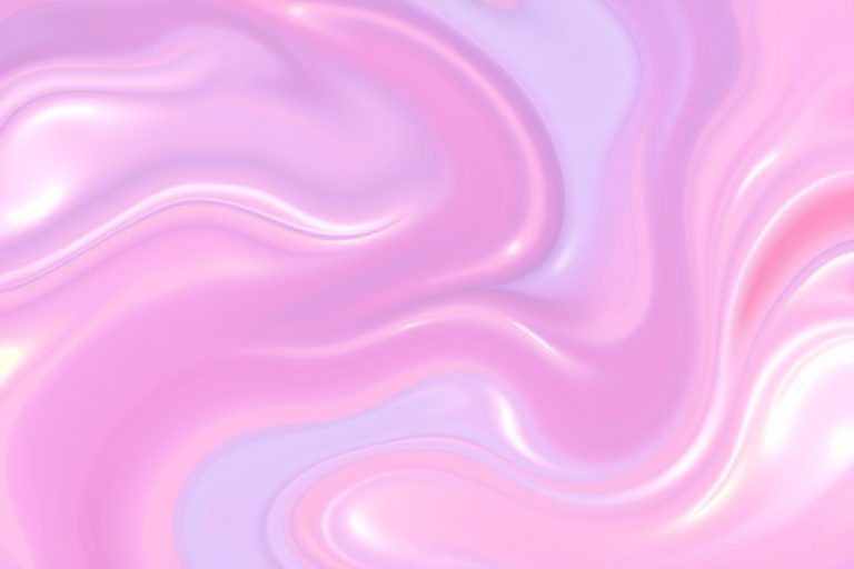 Create an abstract image featuring swirling pastel colors with a glossy, iridescent texture resembling fluid or flowing liquid with hints of pink, blue, and metallic sheen.