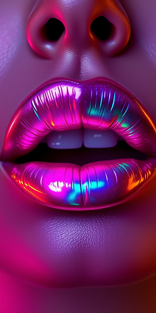 Innovative "Holographic Prism" lip topper creates a stunning rainbow effect on lips, with light-diffracting pigments for an eye-catching, futuristic appearance