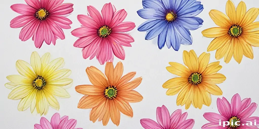 drawings of flowers with color