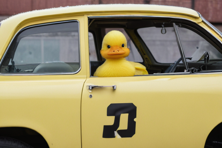 Jimmie the Yellow Duck driving a car