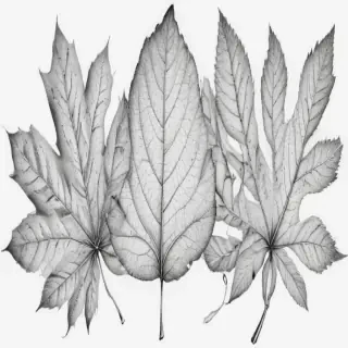 leaves clip art black and white