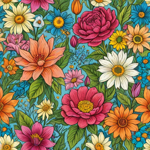 colored drawings of flowers