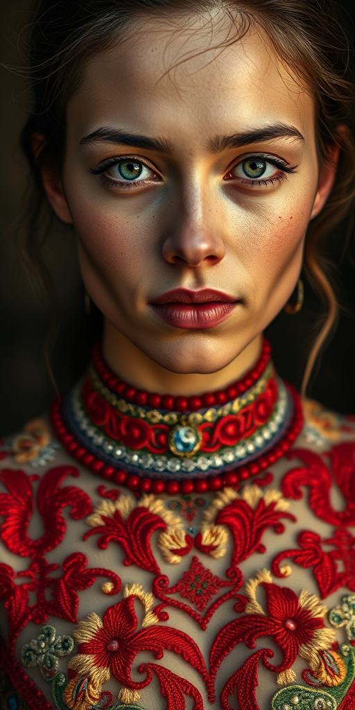 Face, shoulders, chest covered in openwork Coptic embroidery. Raw, unedited image.