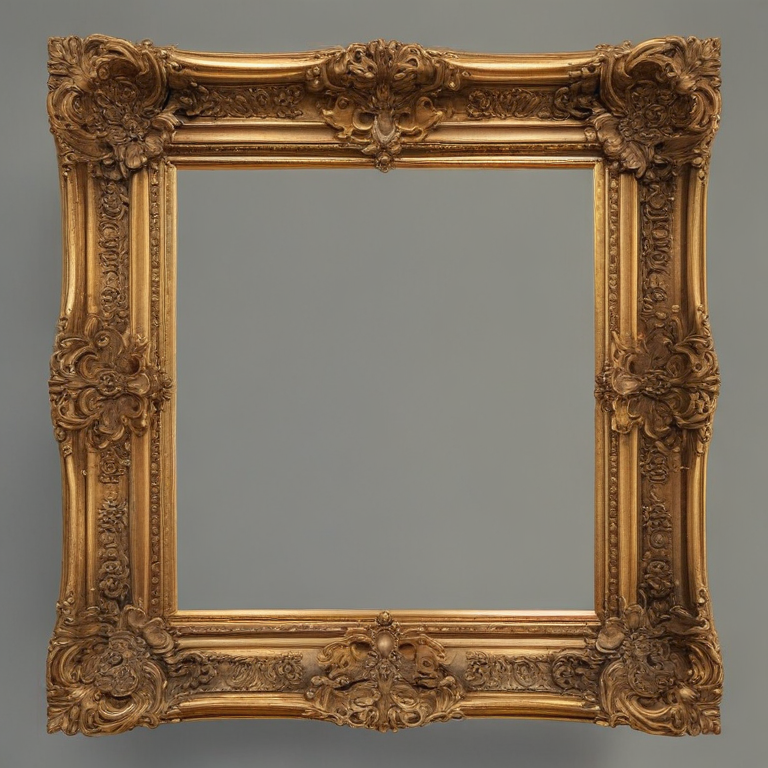 Ornate Golden Picture Frame with Intricate Baroque Floral Designs and ...
