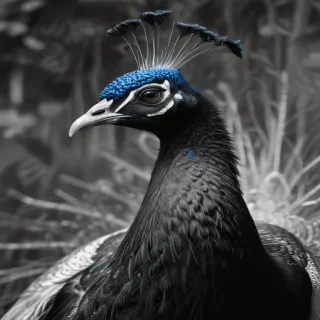 peacock black and white