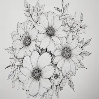 line work flowers