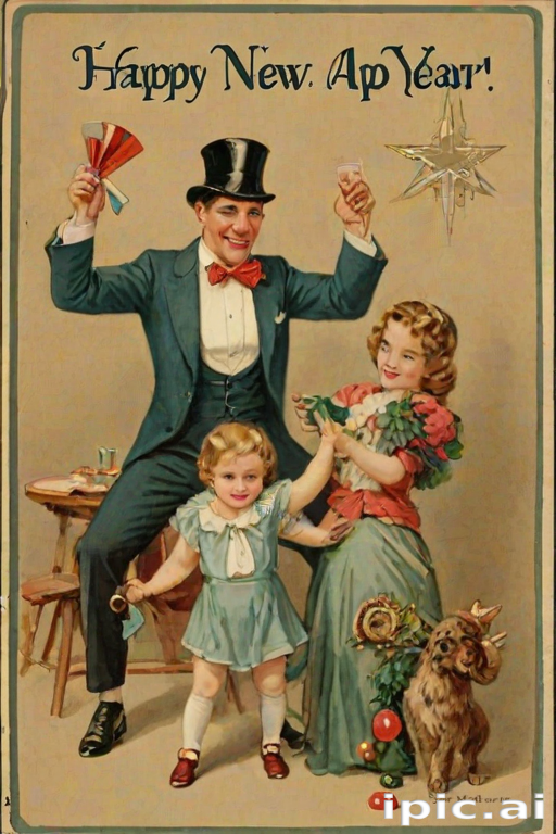 happy new year vintage