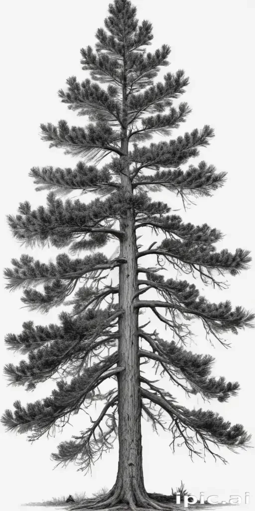pine tree clipart black and white