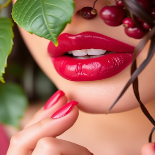 Luscious berry-stained lip tint with a dewy finish, called "Forest Fruit Dew," offering buildable color and a natural, fresh-faced appearance, ideal for effortless everyday wear