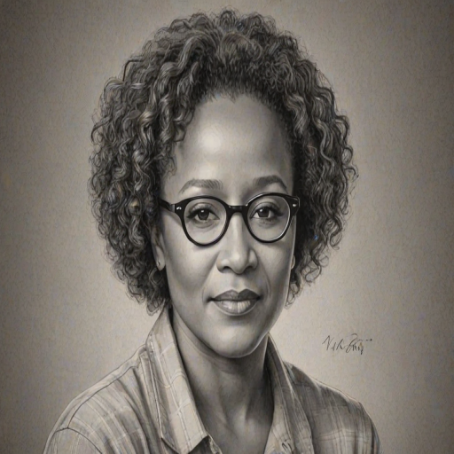 Charming Wanda Sykes, pencil sketch, portrait of Charming woman 1928s in glasses, hair style beatnik, outline, clear lines, fine lines, 8k