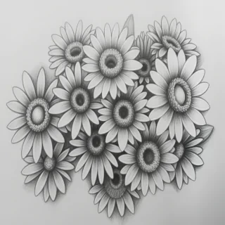 pencil drawing flowers