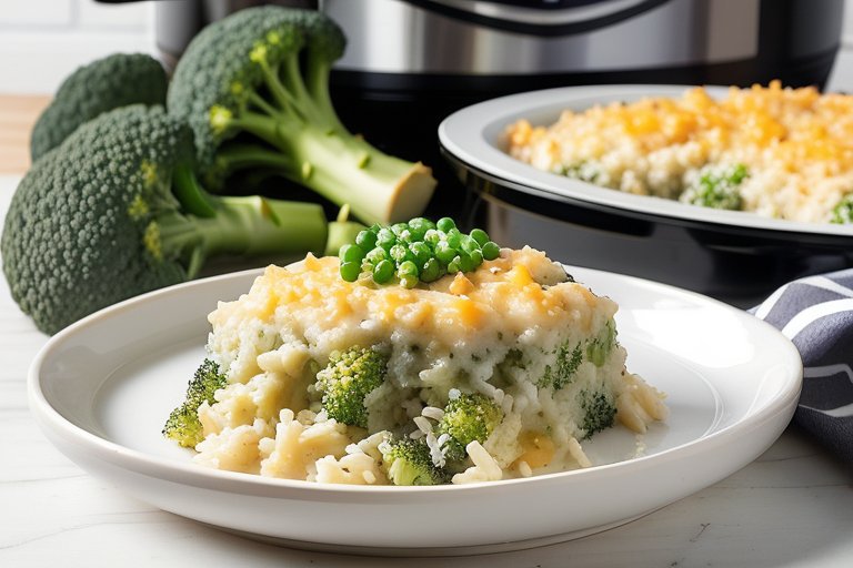 broccoli rice casserole in slow cooker