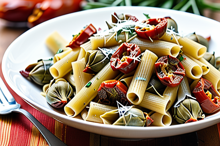 pasta with sun dried tomatoes and artichokes