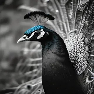 peacock black and white