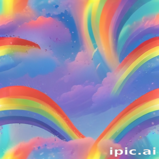 Vibrant Rainbows Arching Across a Dreamy Blue Sky with Soft Clouds