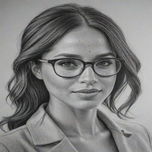 Enticing Meghan Markle, pencil sketch, portrait of Appealing woman 1964s in glasses, hair style beatnik, outline, clear lines, fine lines, 8k