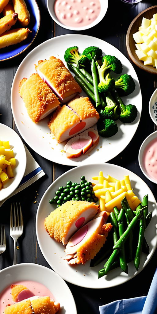 chicken cordon bleu and side dishes