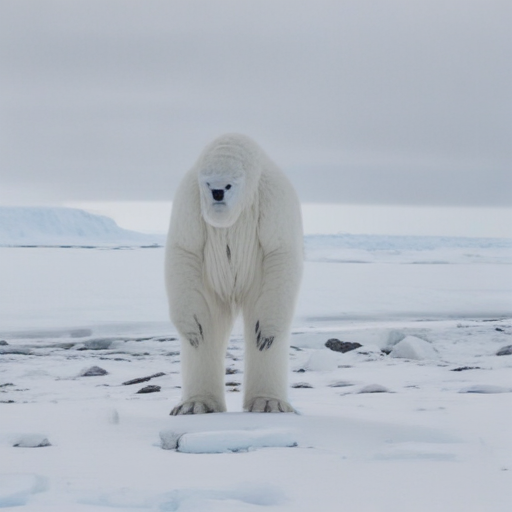 A tall scary white creature that is in the middle of Antarctica and is the last of Its kind
