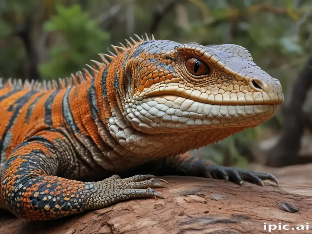 Lizard African Pattern Close-Up of a Vibrantly Colored Lizard with Striking Orange and Black ...