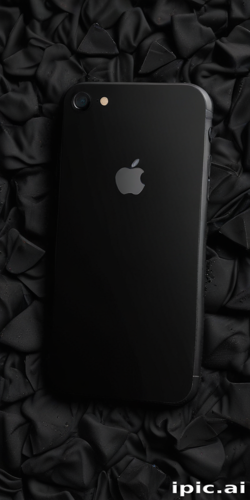 Elegant Black iPhone Resting on Textured Dark Fabric Background
