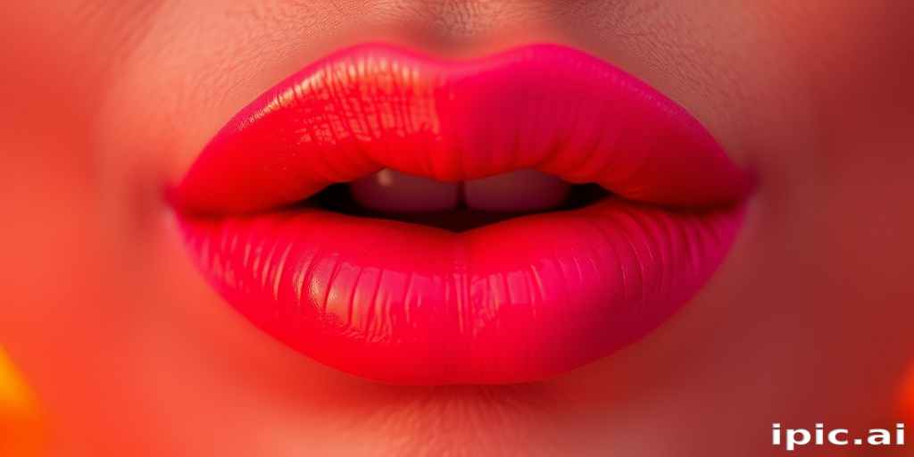 Captivating image of ombre sunset lips transitioning from orange to pink, highlighting a gradual color shift and dimensional depth