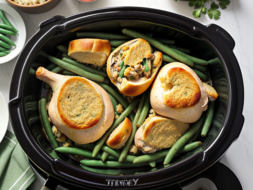 crockpot chicken stuffing and green beans