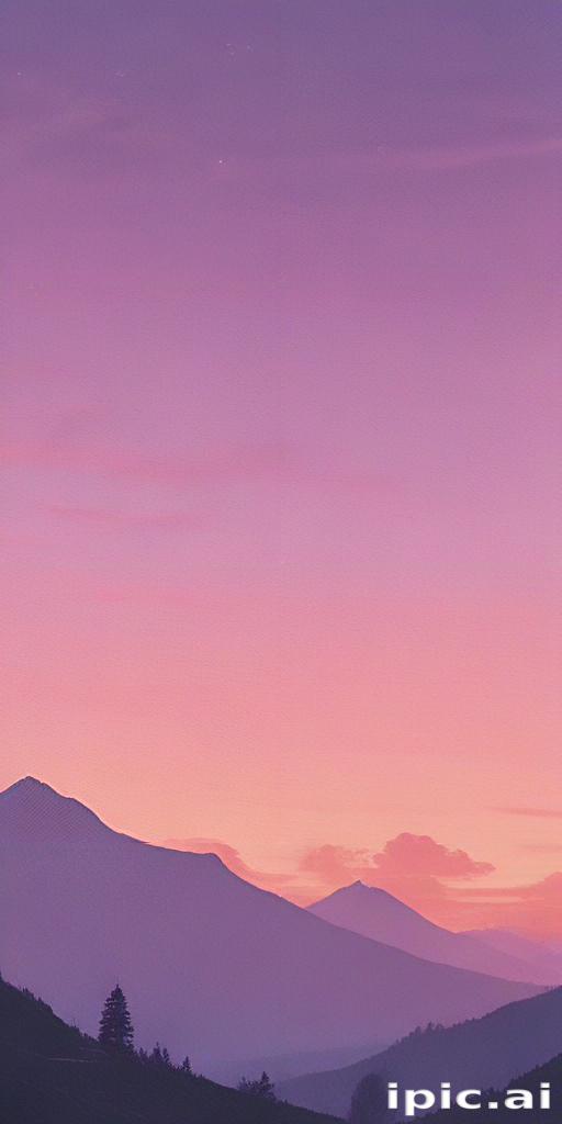 Serene Mountain Landscape at Dusk with Beautiful Purple and Pink Skies