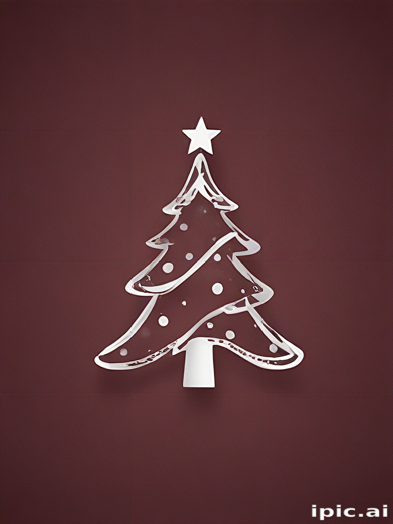Elegant Minimalist Christmas Tree Design with Star and Ornaments on ...