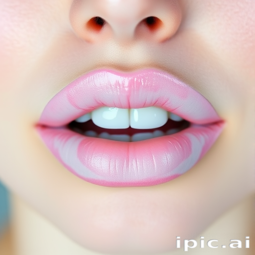 Watercolor-effect pastel lips bloom with artistic beauty in the "Impressionist Dream" style, showcasing a soft blend of pale pink, lavender, and mint hues that seamlessly merge to create a dreamy, painterly effect, perfect for avant-garde fashion shows or creative editorial makeup looks