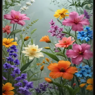 flowers behind glass wallpaper