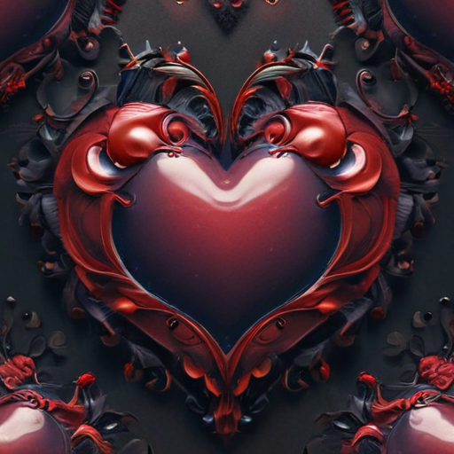 Intricate Design of a Heart Surrounded by Ornate Floral Patterns