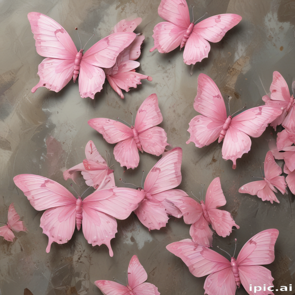 A Beautiful Display of Delicate Pink Butterflies on a Soft Background.