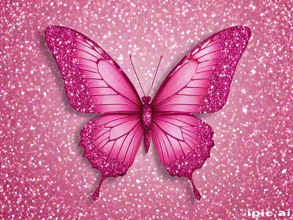 glitter pink butterfly wallpaper