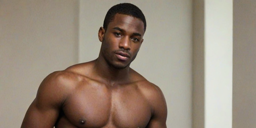 black shirtless man
