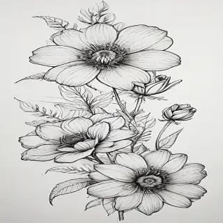 line work flowers