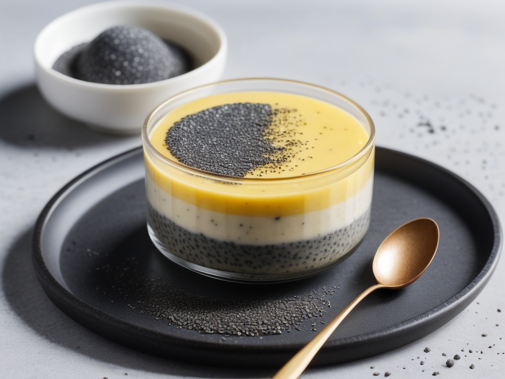 black sesame salt and custard pudding
