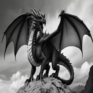 dragon black and white
