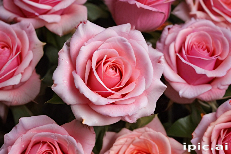 Pink Roses Photo Display A Beautiful Display of Pink Roses Blossoming in Full Bloom Together.