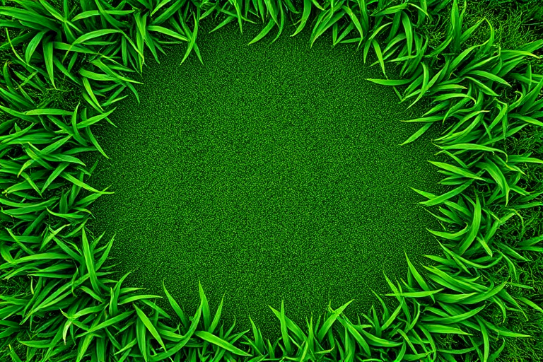 A vibrant green grass border encircling a blank center, high-resolution image, f/2.8 aperture, 50mm lens, ISO 100, shallow depth of field, top-down view, digital photography.
