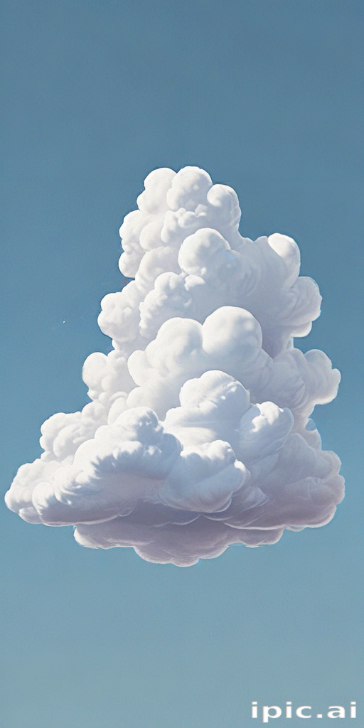 Fluffy White Cloud Floating Gracefully Against a Clear Blue Sky Background.