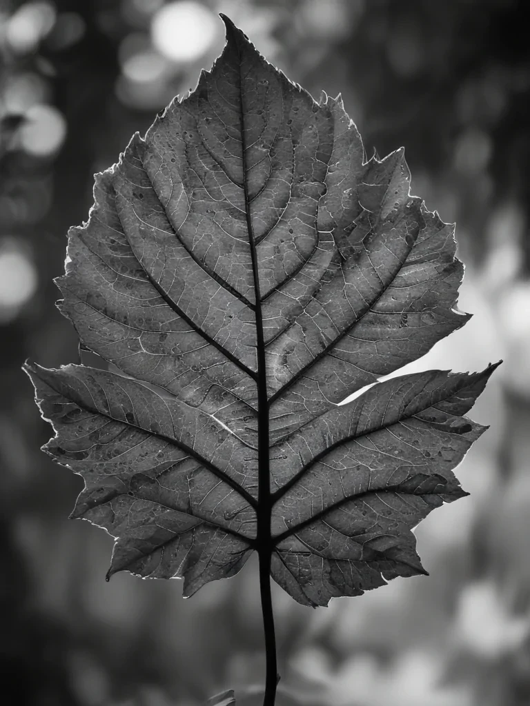 leaves black and white