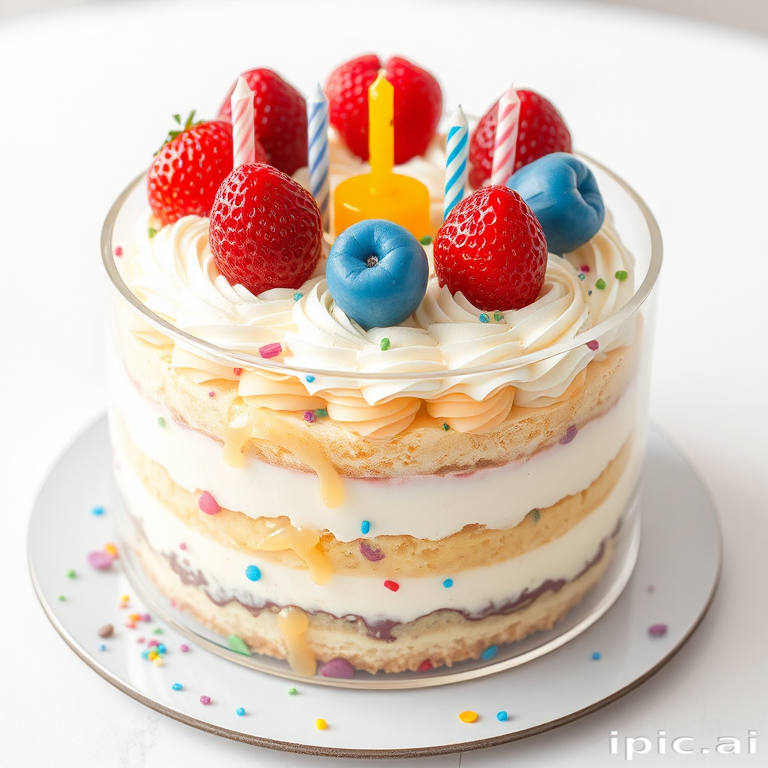 transparent birthday cake