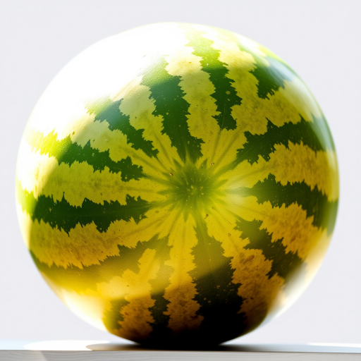 Create a high-resolution illustration of a watermelon with a glossy finish, captured using a DSLR camera at f/8 aperture, 1/100 sec shutter speed, and ISO 100, with a close-up view and soft natural lighting to enhance texture and color vibrancy.