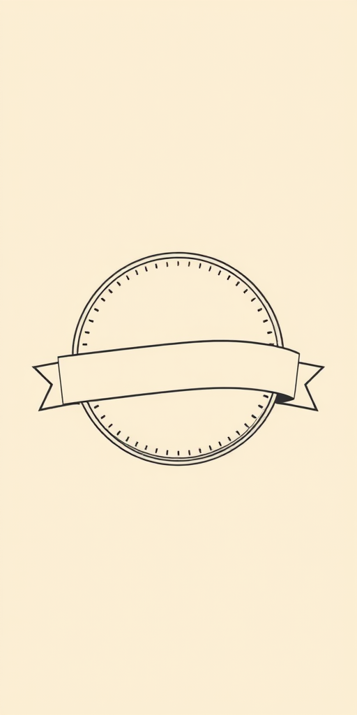 Create a refined vintage logo design featuring a central blank emblem with a flowing ribbon across the middle, using a soft color palette, high-resolution vector quality, taken with a DSLR camera at f/8 aperture, 50mm lens, natural soft lighting, and a top-down view.